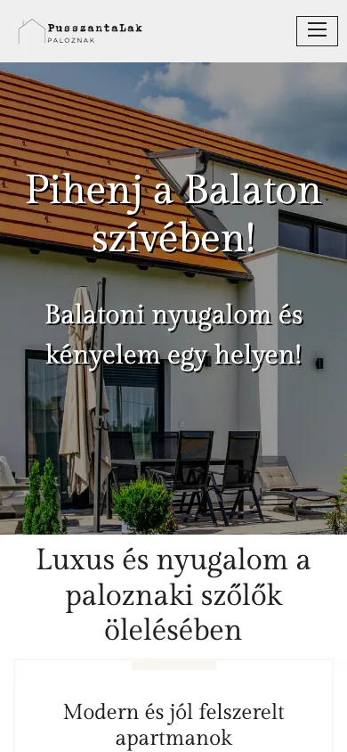Bemutatkozó weboldal referencia – pusszantalak.hu mobil nézet